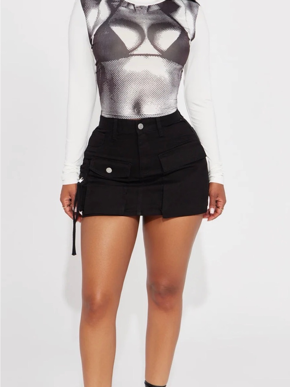 Fashion Nova Black Cargo Pocket Mini Skirt